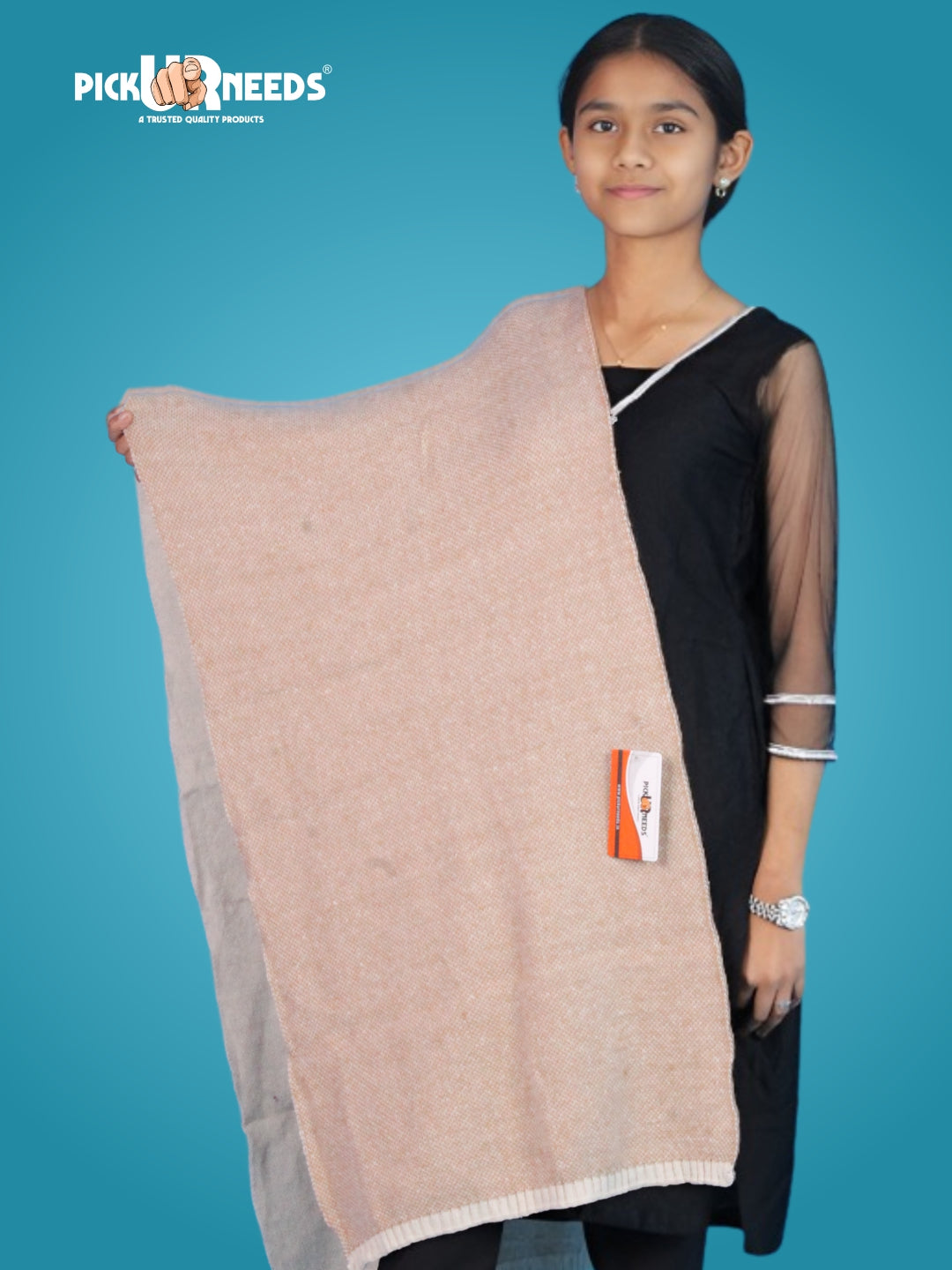 Pick Ur Needs Women's Knit Shawl Wrap with Border Soft, Warm & Lightweight Winter Stole Elegant Tan Bordered Scarf for Girls