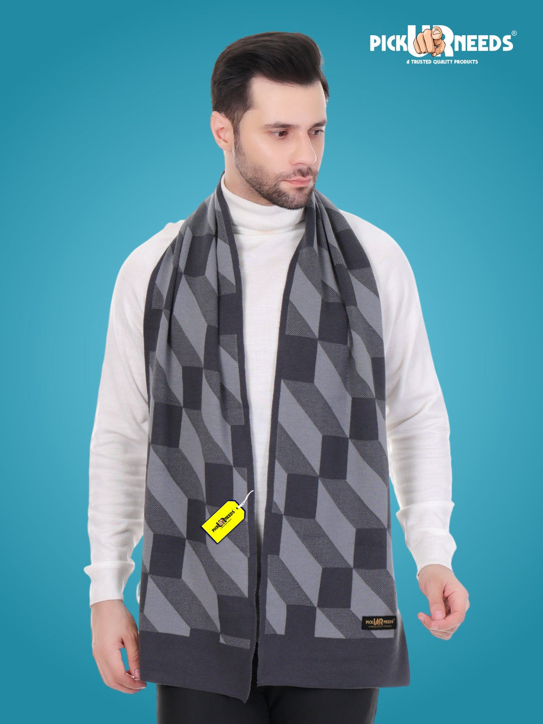 Pick Ur Needs Men’s Premium Winter Wool Muffler – Soft & Warm Knitted Scarf for Casual, Office & Travel Stylish Stripe Design
