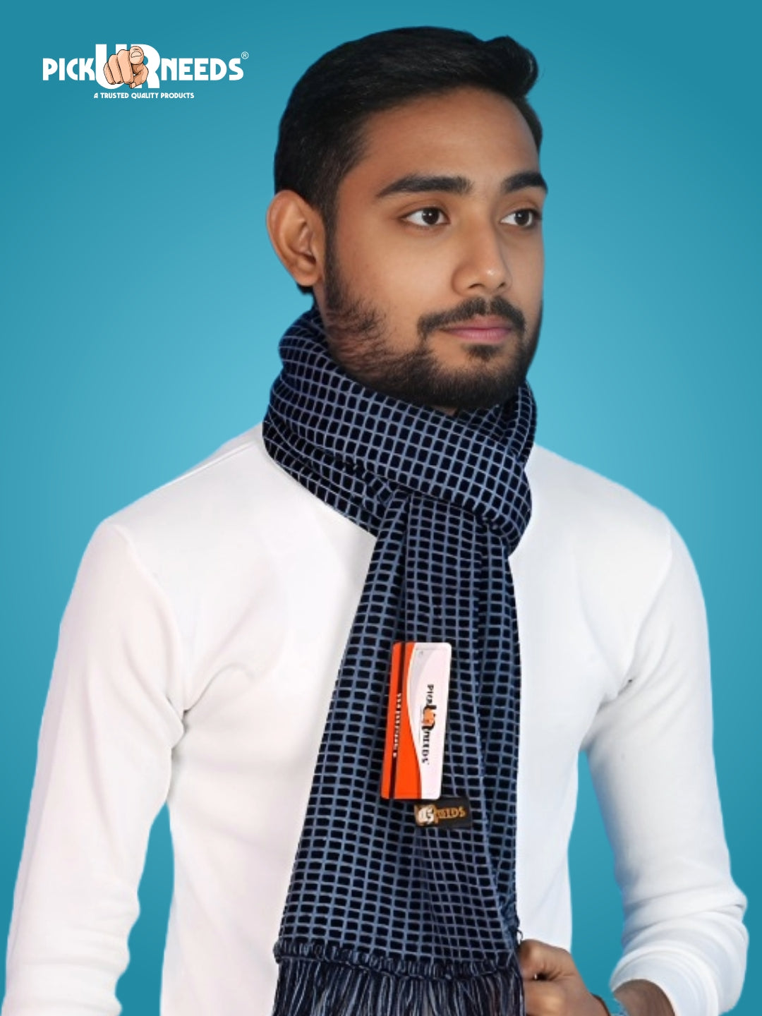 Pick Ur Needs Premium Winter Muffler Soft Warm Woolen for Men Scarf with Stylish Check Pattern Long & Comfortable Cold Weather Neck Wrap