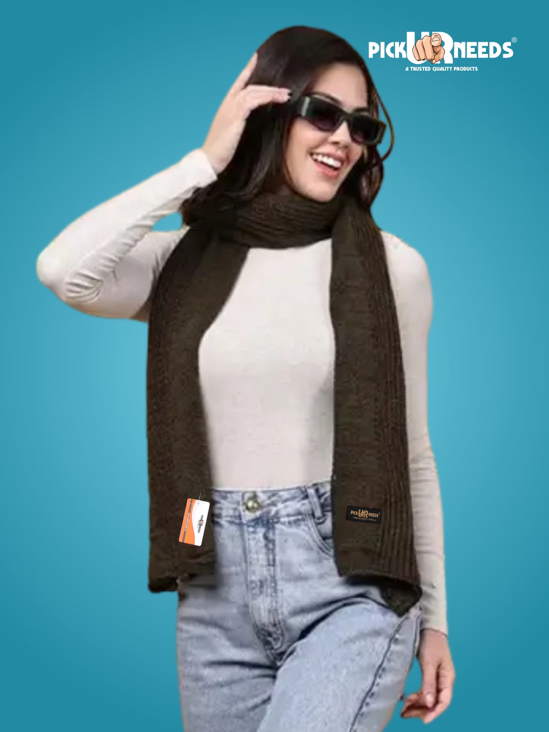 Pick Ur Needs Women’s Knitted Winter Scarf – Soft, Warm & Stylish Casual Long Muffler Stole for Girls