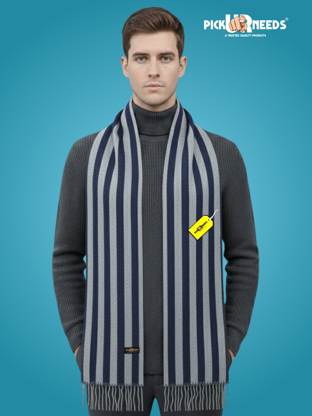 Pick Ur Needs Premium Soft Winter Muffler for Men Stylish Striped Woolen Scarf Warm & Comfortable