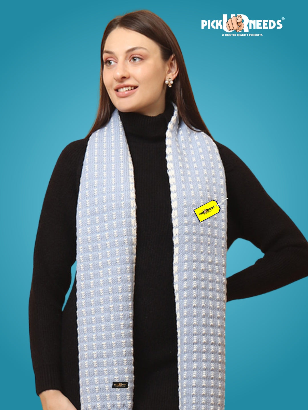 Pick Ur Needs Women Knitted Winter Muffler Soft & Warm Woolen Scarf with Stylish Pattern Lightweight Neck Wrap for Casual, Office