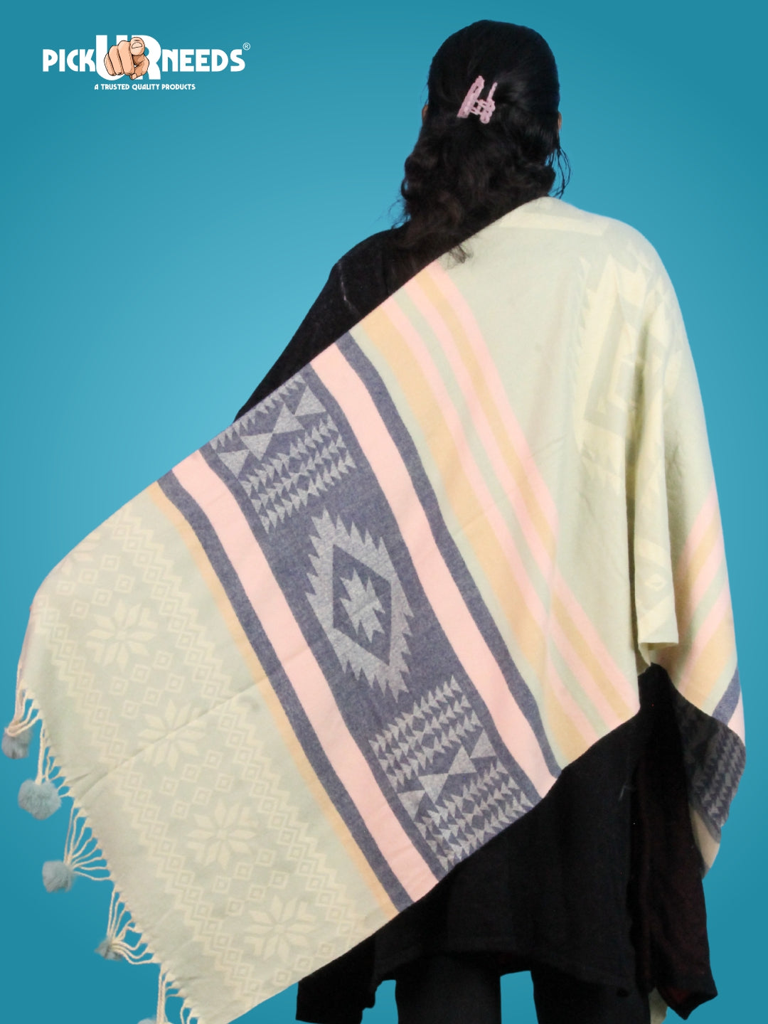 Pick Ur Needs Women's Soft Winter Shaw Warm Wool Blend Wrap  Stylish Tassel Stole