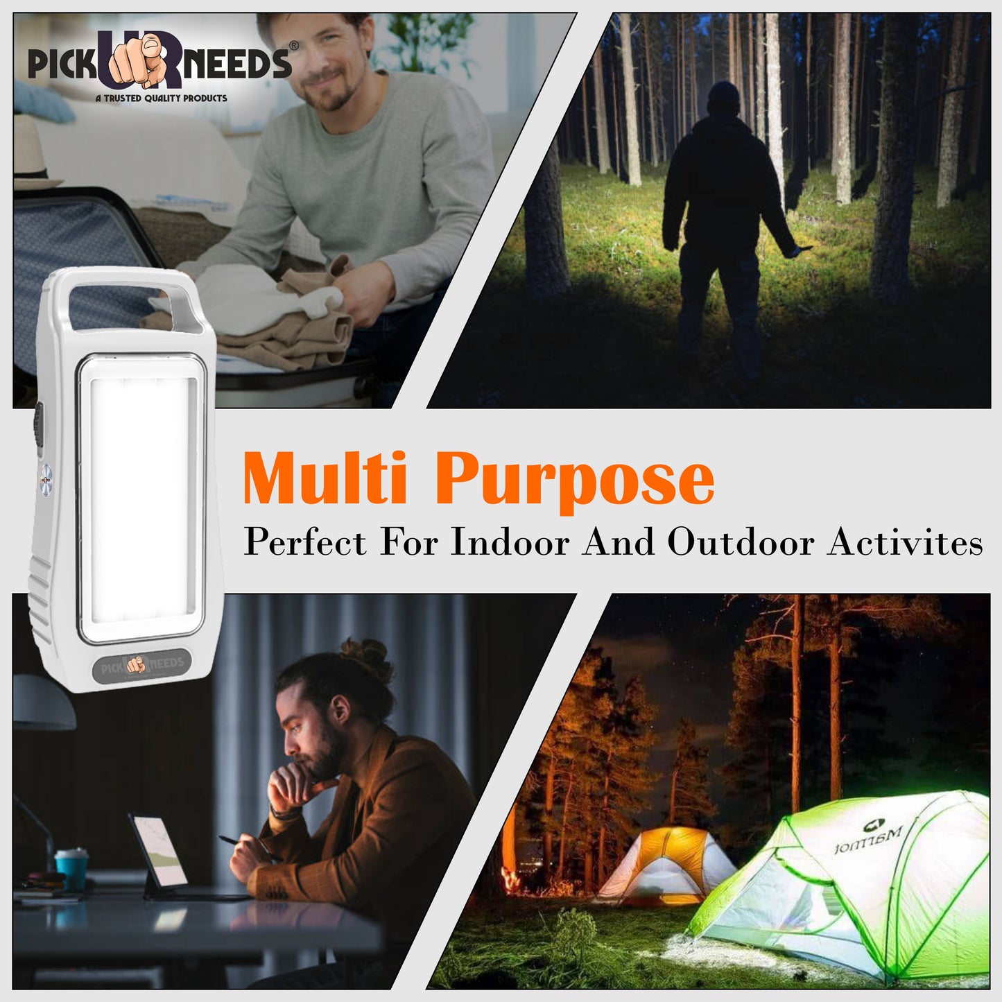 Pick Ur Needs Rechargeable Home Emergency Lantern With 3 Bright Tube Light Long Battery Backup 5 hrs Torch Emergency Light