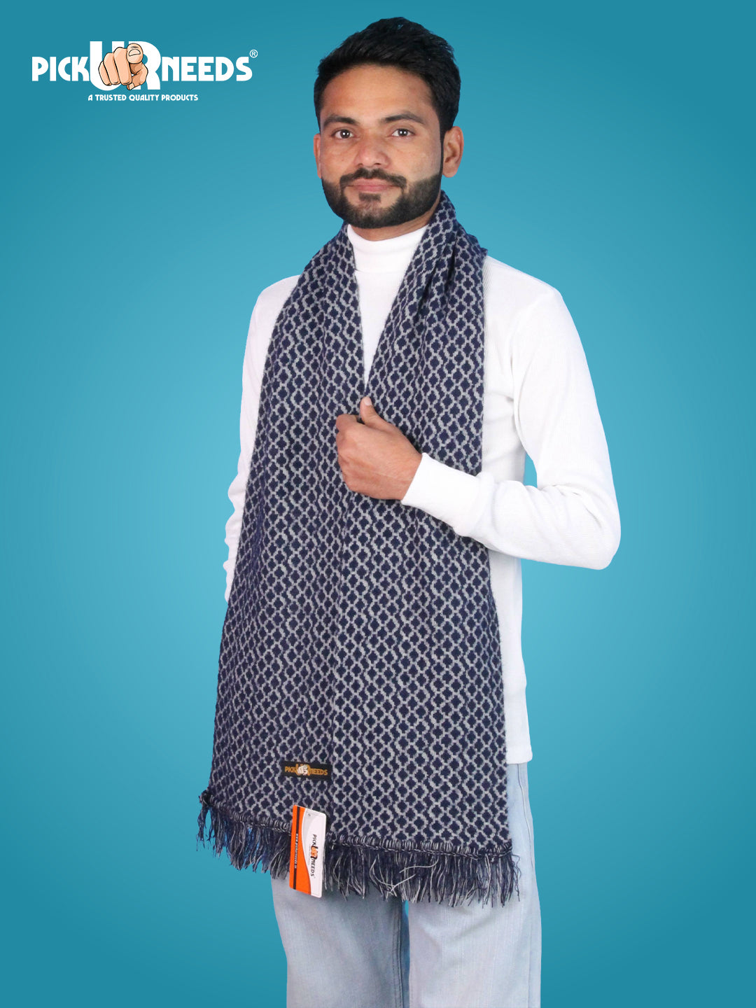 Pick Ur Needs Soft Warm Woolen Premium Winter Muffler for Men Scarf with Stylish Check Pattern Long & Comfortable Cold Weather Neck Wrap