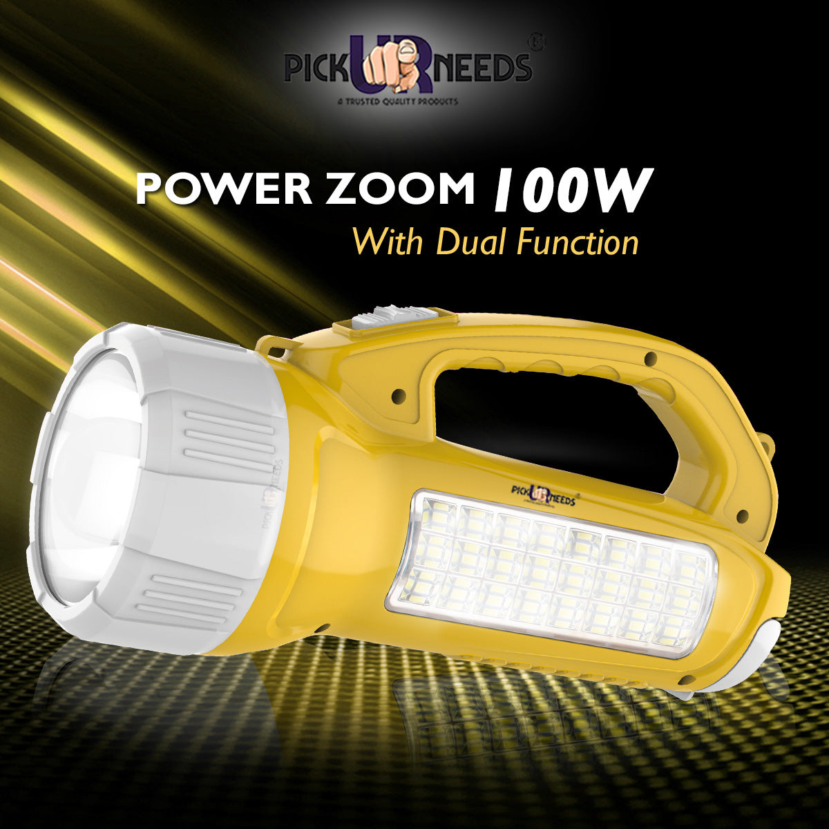 Pick Ur Needs Long Range LED Emergency 100W+24 SMD Rechargeable Search Torch Light