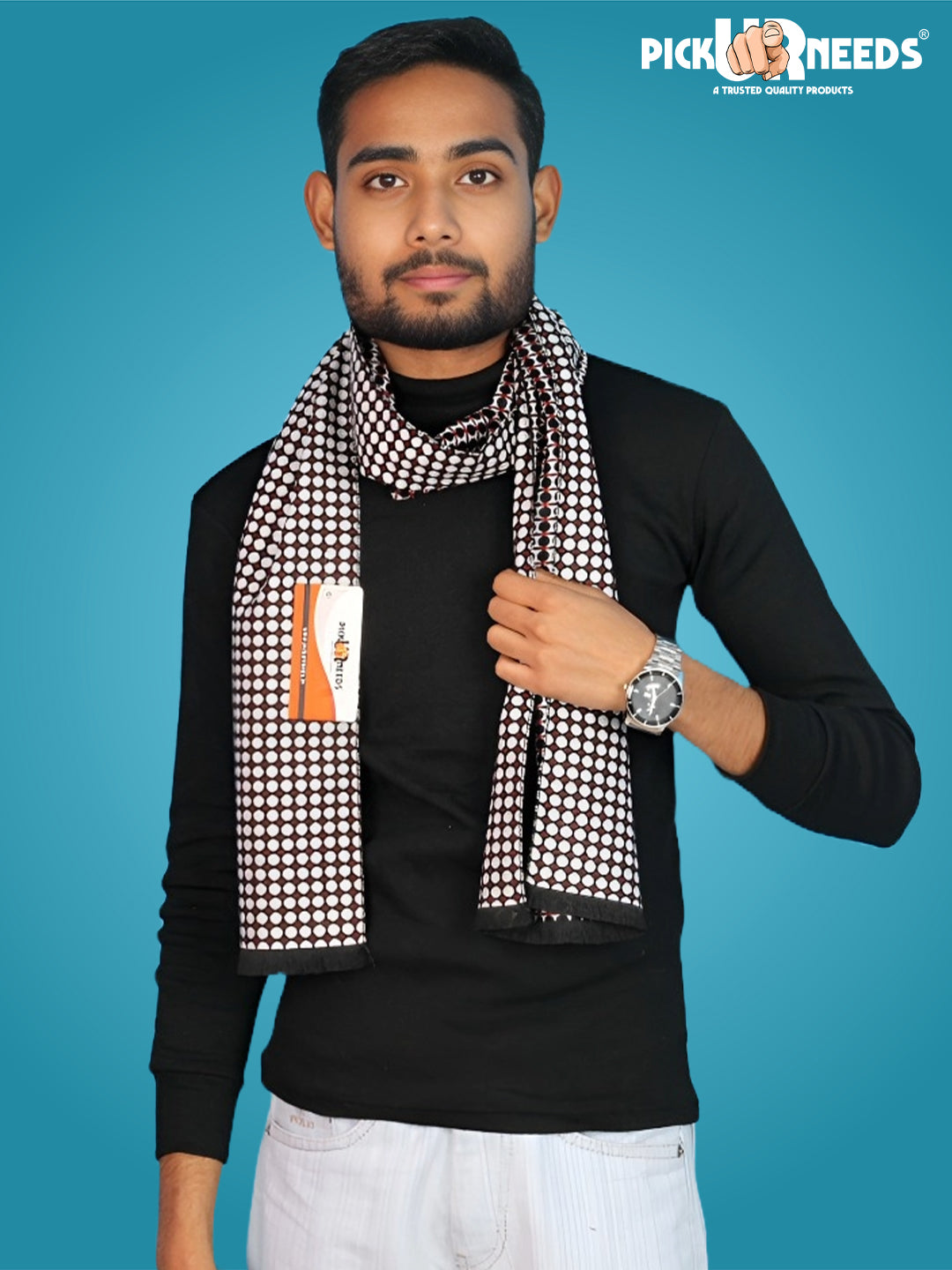 Pick Ur Needs Wool Blend Muffler for Men Soft Winter Scarf with Elegant Checks All-Day Comfort