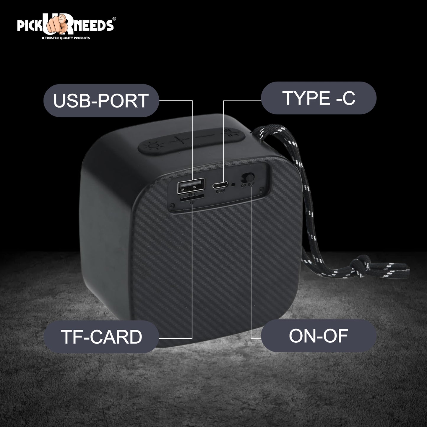 Pick Ur Needs Portable Wireless Speaker With RGB Light TF Card / USB Device / FM Radio Support 5 W Bluetooth Speaker  (Black, 5.0 Channel)