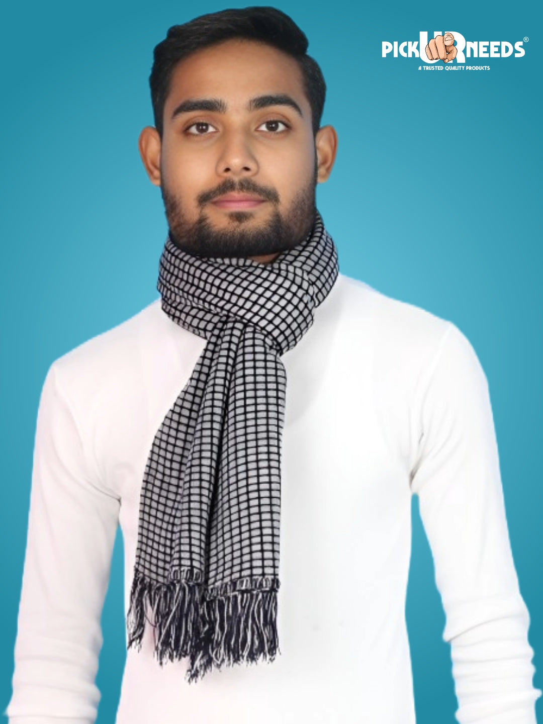 Pick Ur Needs Premium Winter Muffler Soft Warm Woolen for Men Scarf with Stylish Check Pattern Long & Comfortable Cold Weather Neck Wrap