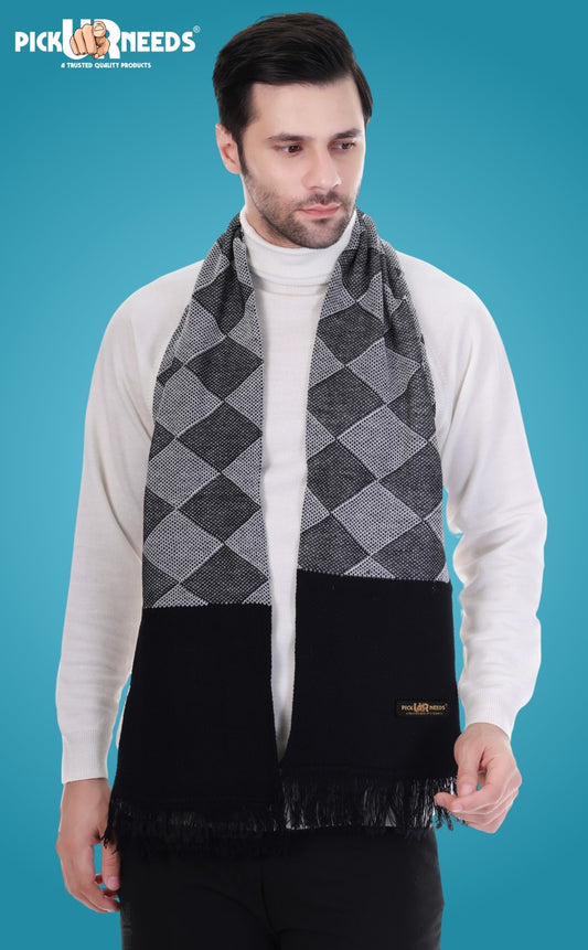 Pick Ur Needs Men’s Premium Winter Scarf Soft Knitted Muffler with Diamond Pattern Warm, Stylish & Lightweight for Cold Weather