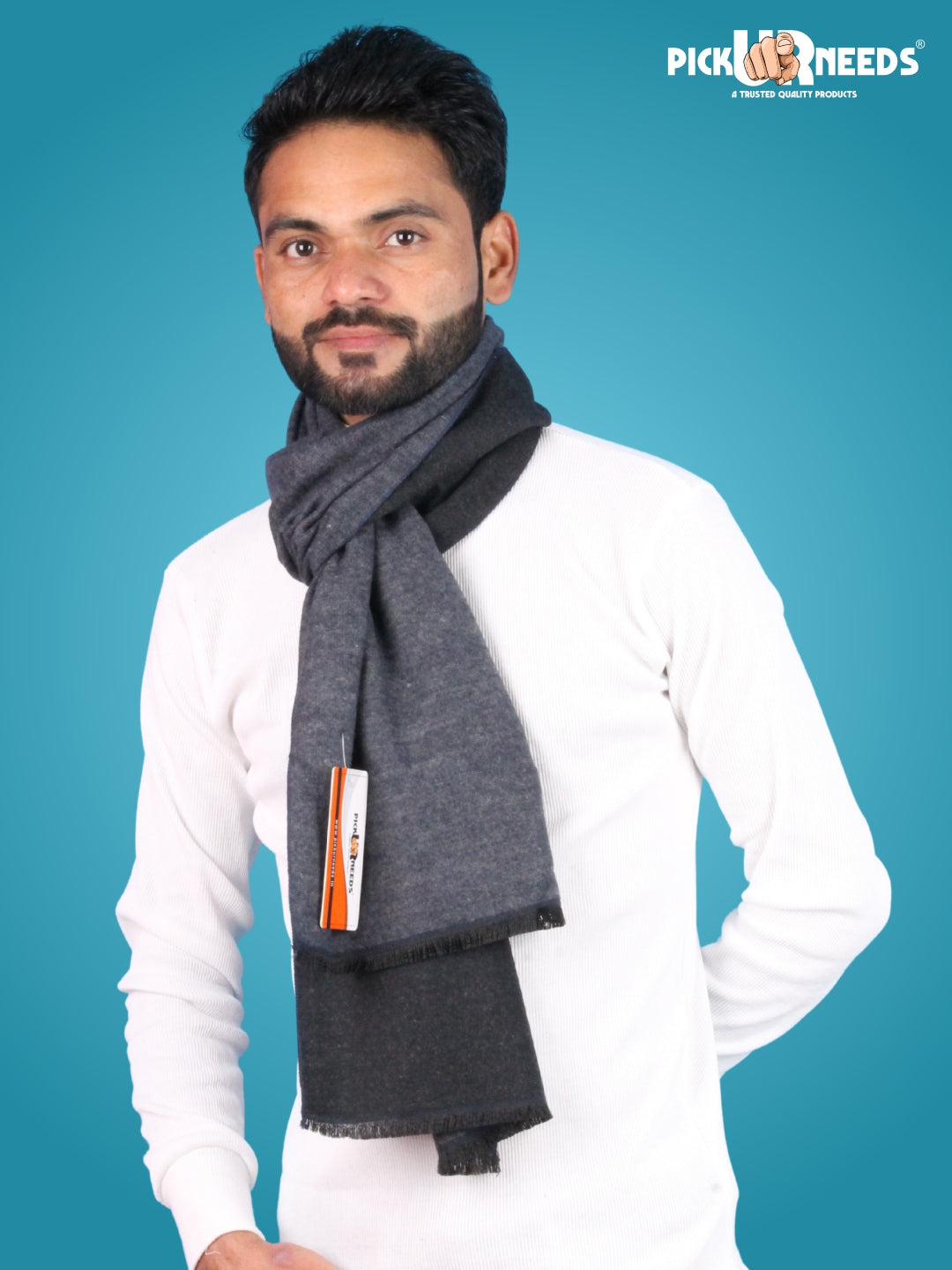 Pick Ur Needs Reversible Winter Muffler for Men Dual-Color Soft Woolen Scarf Warm, Stylish & Lightweight Muffler for Casual, Office & Outdoor Wear