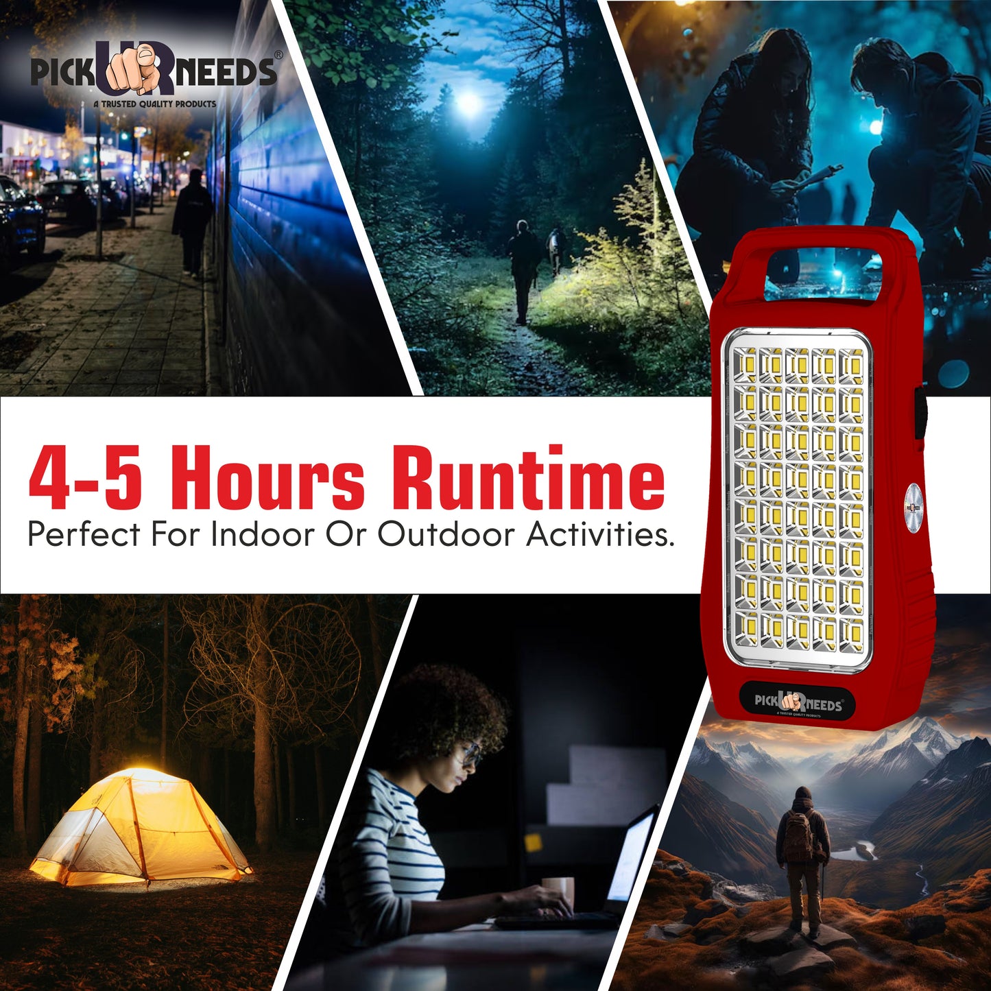 Pick Ur Needs 50W Rechargeable Emergency Light With 40 SMD Big LED 4500mAh Long Battery Backup 8 hrs Lantern Emergency Light