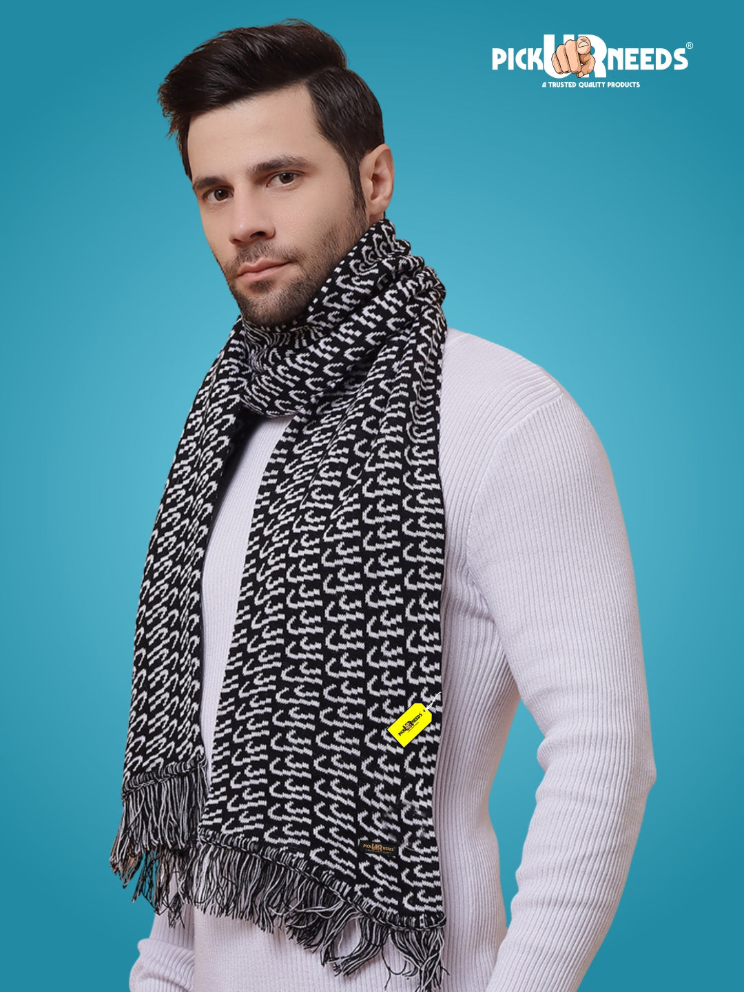 Pick Ur Needs Premium Winter Knit Muffler for Men Soft Woolen Neck Scarf with Stylish Pattern Warm & Comfortable Winter Wear for Outdoor & Casual Use