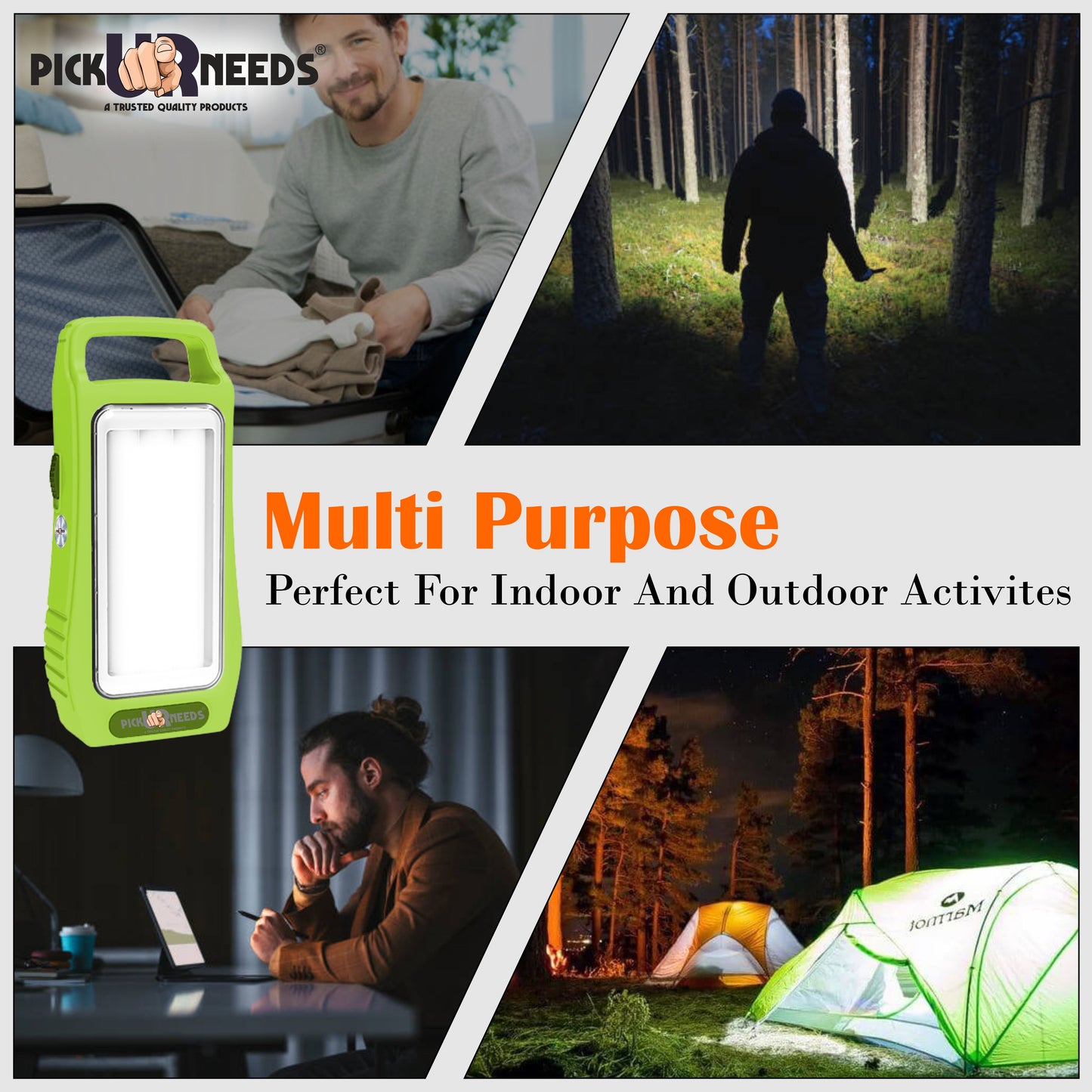 Pick Ur Needs Rechargeable Home Emergency Lantern With 3 Bright Tube Light Long Battery Backup 5 hrs Torch Emergency Light
