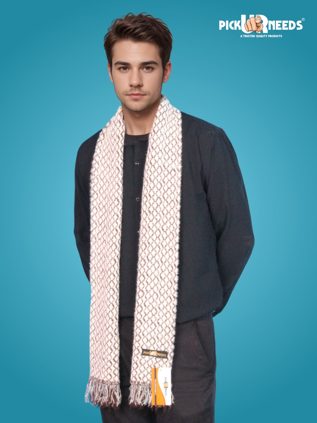 Pick Ur Needs Soft Warm Woolen Premium Winter Muffler for Men Scarf with Stylish Check Pattern Long & Comfortable Cold Weather Neck Wrap