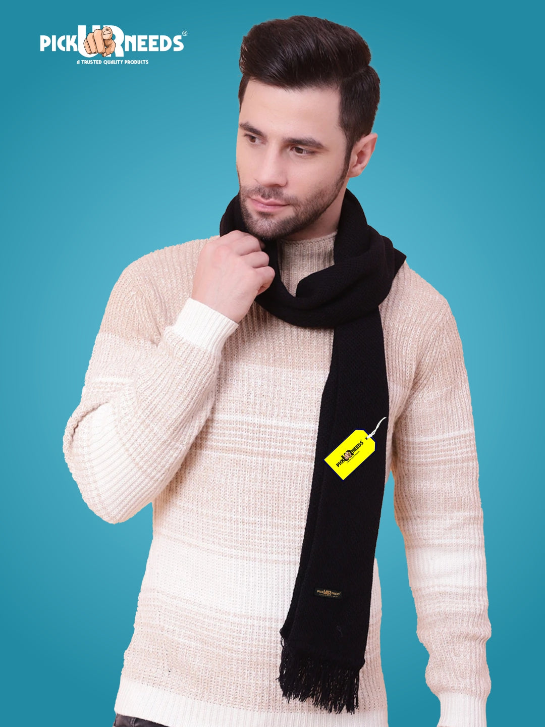 Pick Ur Needs Premium Soft, Warm & Breathable Wool Blend Winter Scarf for Men Fashionable Elegant Muffler