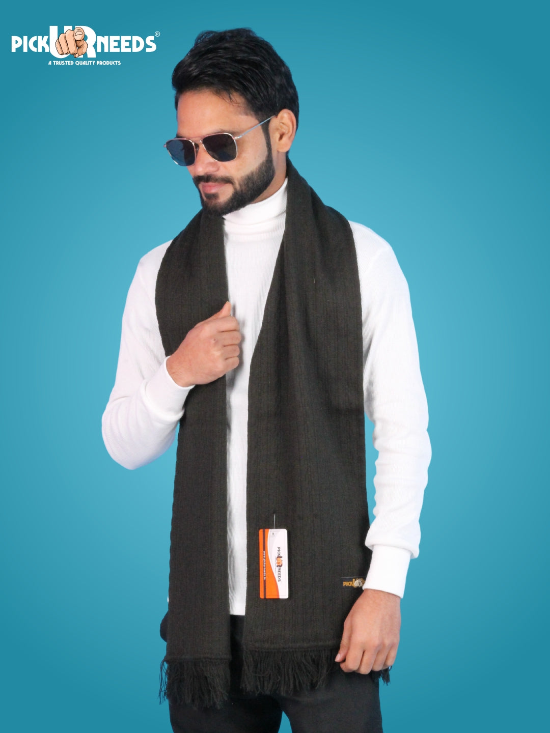Pick Ur Needs Men’s Winter Woolen Muffler Soft & Warm Knitted Scarf with Fringes Premium Warm Mufflers