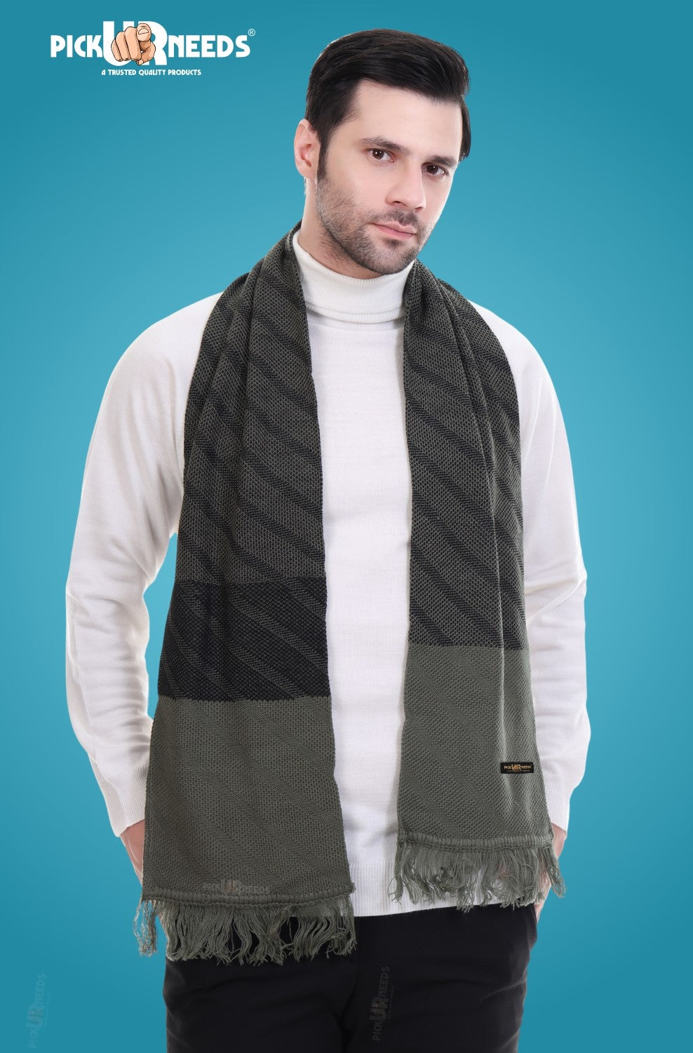 Pick Ur Needs Men’s Premium Winter Scarf Soft Knitted Muffler with Diamond Pattern Warm, Stylish & Lightweight for Cold Weather