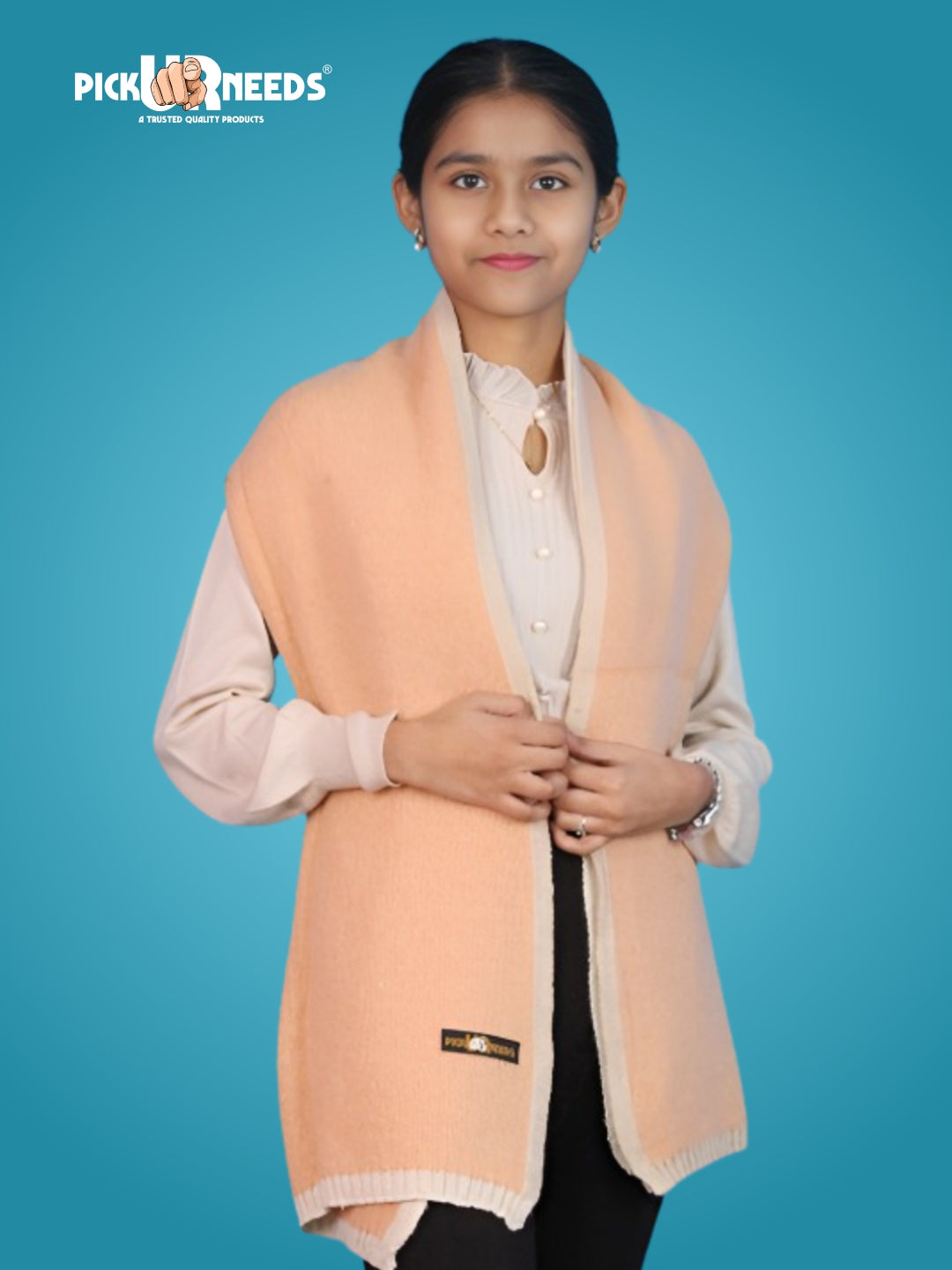Pick Ur Needs Women's Knit Shawl Wrap with Border Soft, Warm & Lightweight Winter Stole Elegant Tan Bordered Scarf for Girls