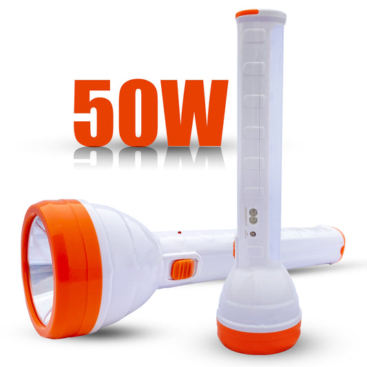 Pick Ur Needs 2 In 1 Emergency Rechargeable Long Range 50W+Tube LED Search Torch Light Torch