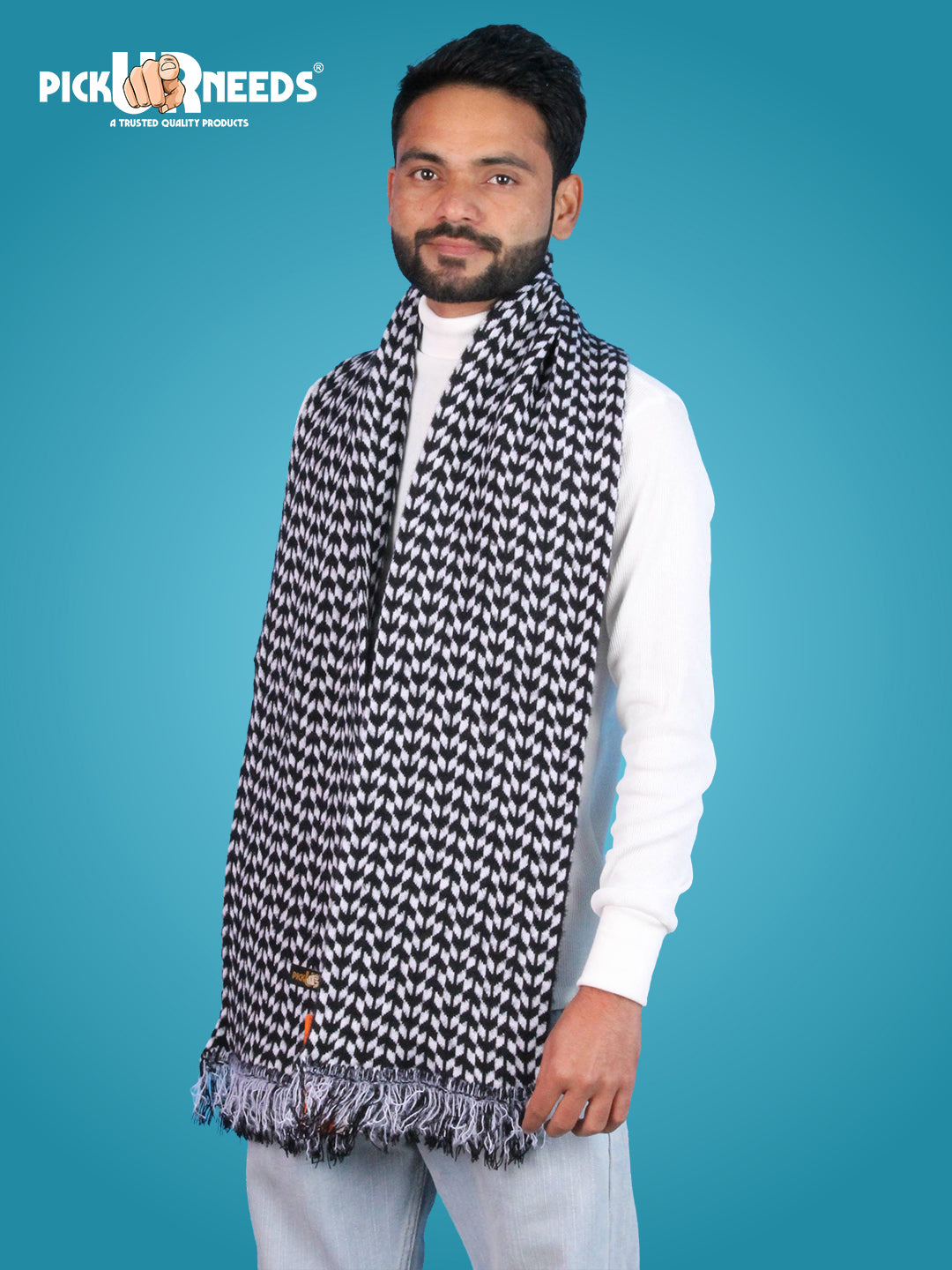 Pick Ur Needs Soft Warm Woolen Premium Winter Muffler for Men Scarf with Stylish Check Pattern Long & Comfortable Cold Weather Neck Wrap