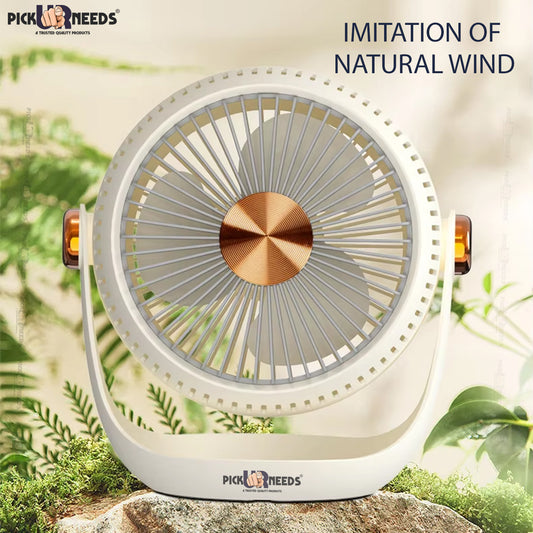 Pick Ur Needs Rechargeable Portable Foldable Small Standing Electric Mini Fan 3 Speed Mode For Home, Bedroom, Office 2400mAh Battery