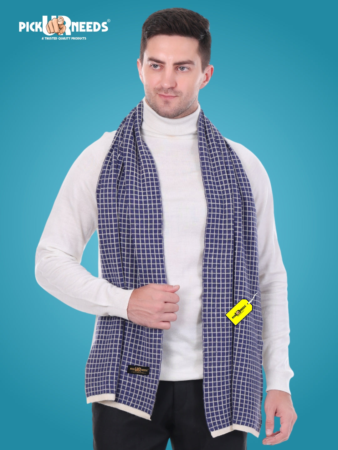 Pick Ur Needs Premium Checkered Winter Scarf, Muffler for Men – Soft, Warm, Breathable & Stylish