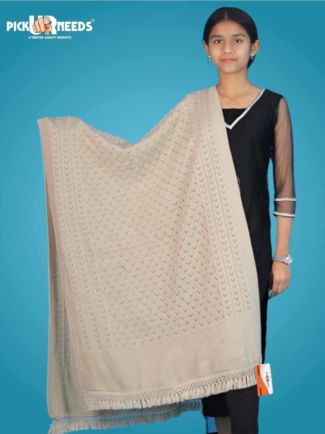 Pick Ur Needs Wool Self Design Women Shawl