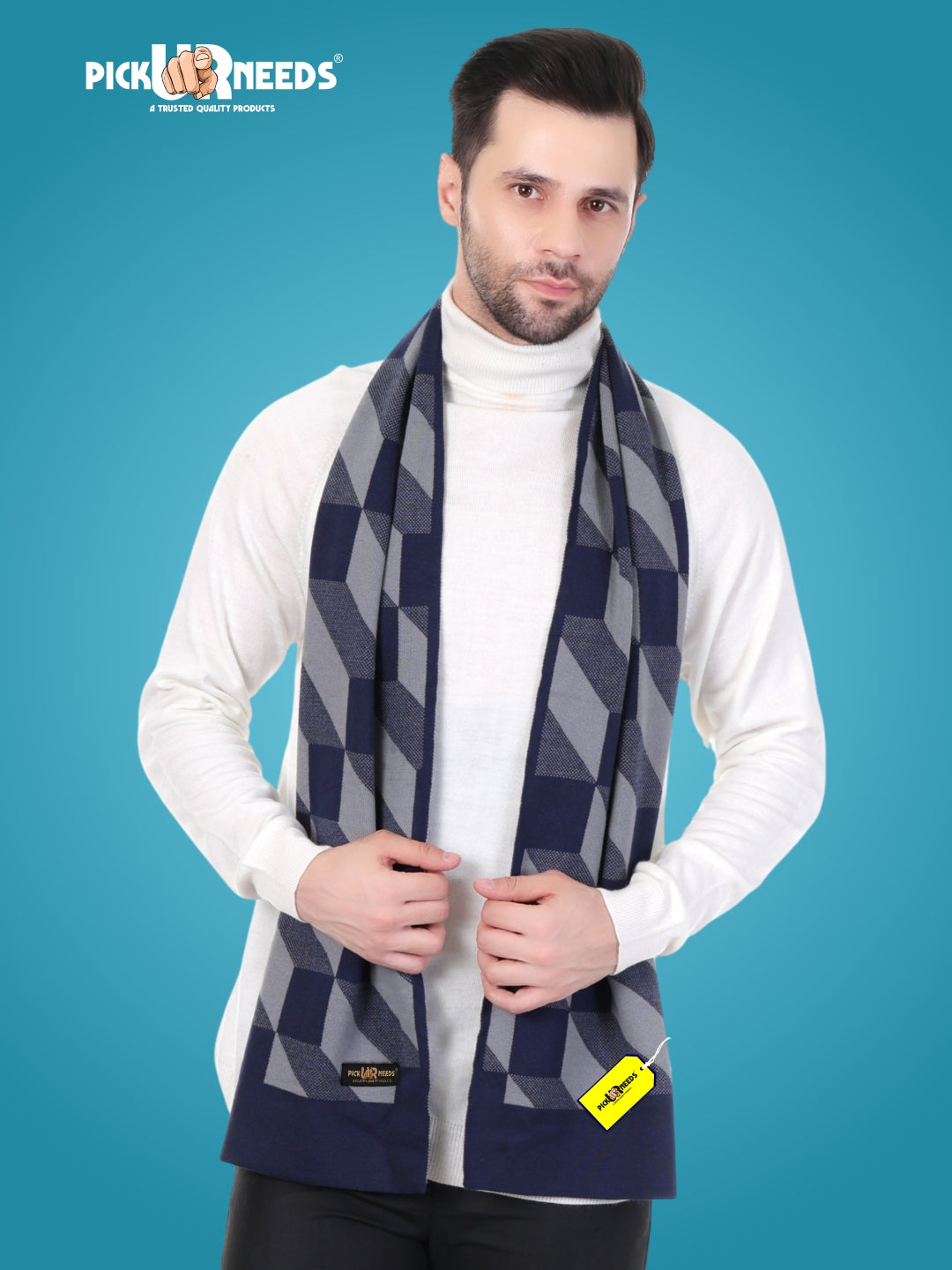 Pick Ur Needs Men’s Premium Winter Wool Muffler – Soft & Warm Knitted Scarf for Casual, Office & Travel Stylish Stripe Design