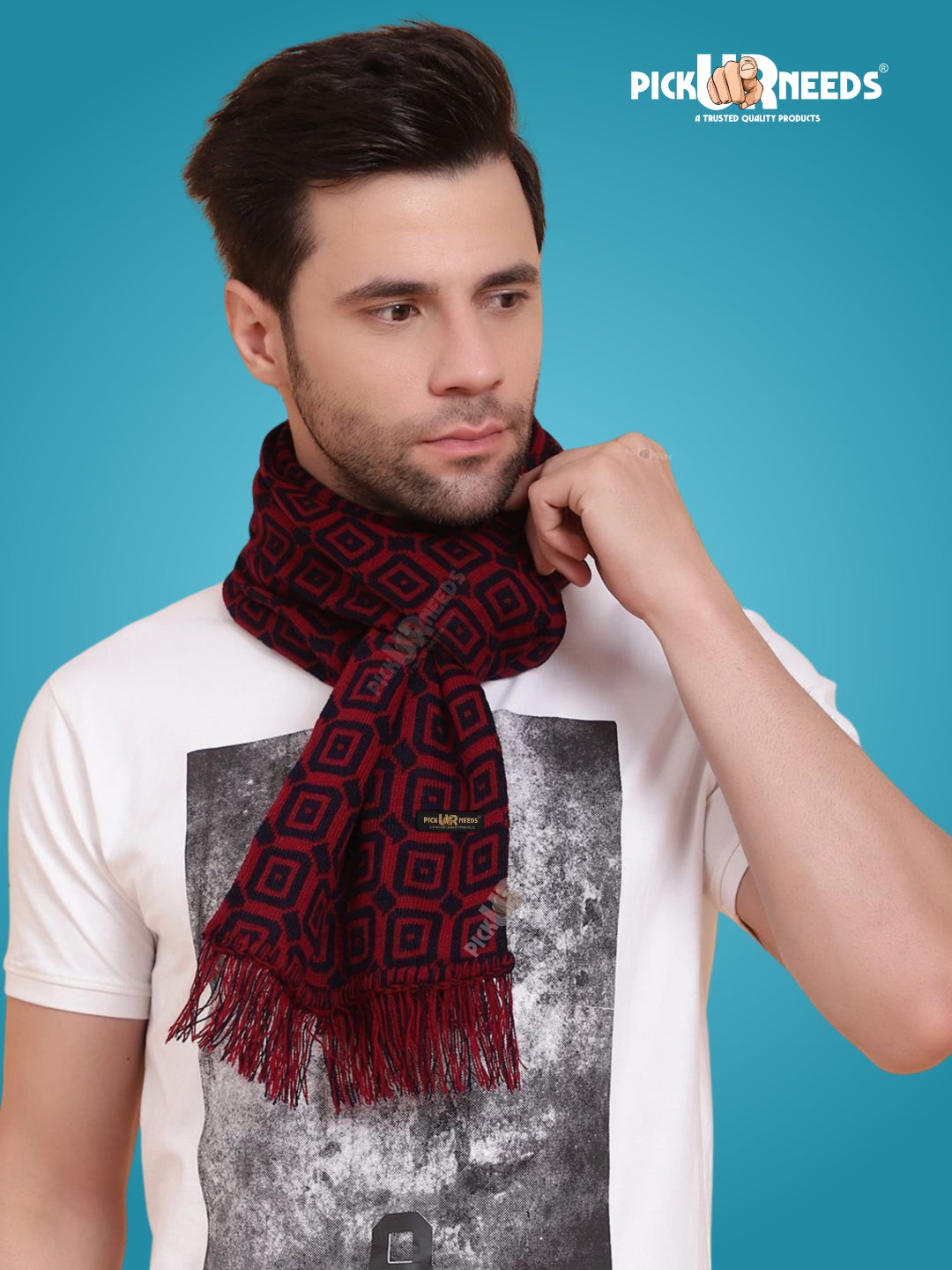 Pick Ur Needs Men's Stylish Zig Zag Knit Scarf  Soft, Warm & Breathable Fabric for Causal & Formal Wear Winter Muffler