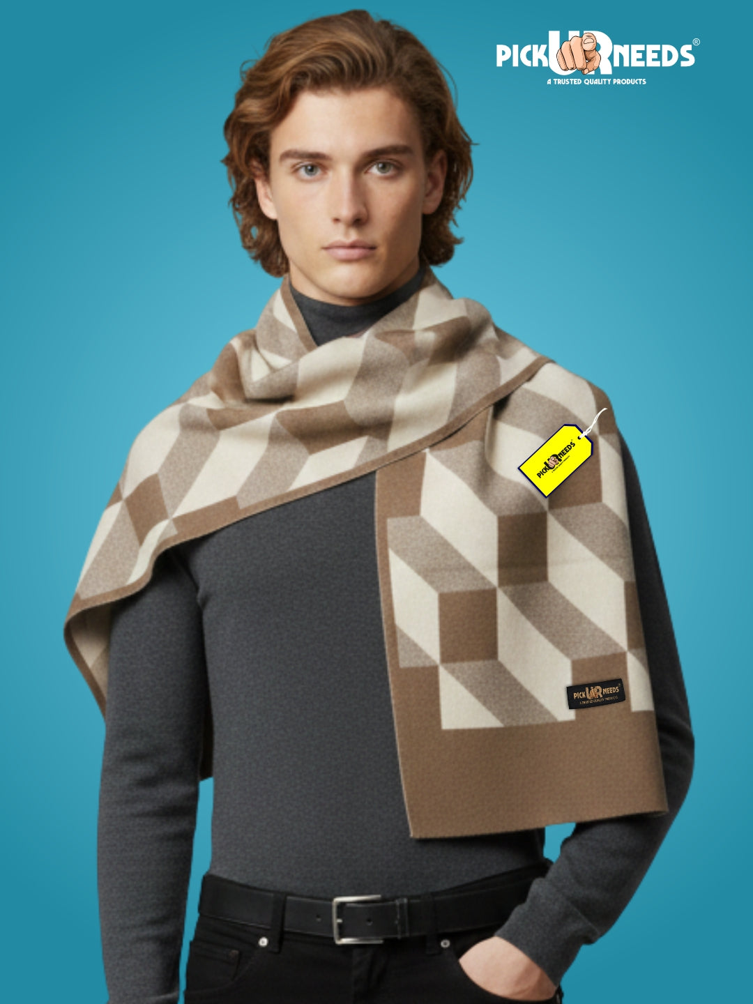 Pick Ur Needs Men’s Premium Winter Wool Muffler – Soft & Warm Knitted Scarf for Casual, Office & Travel Stylish Stripe Design