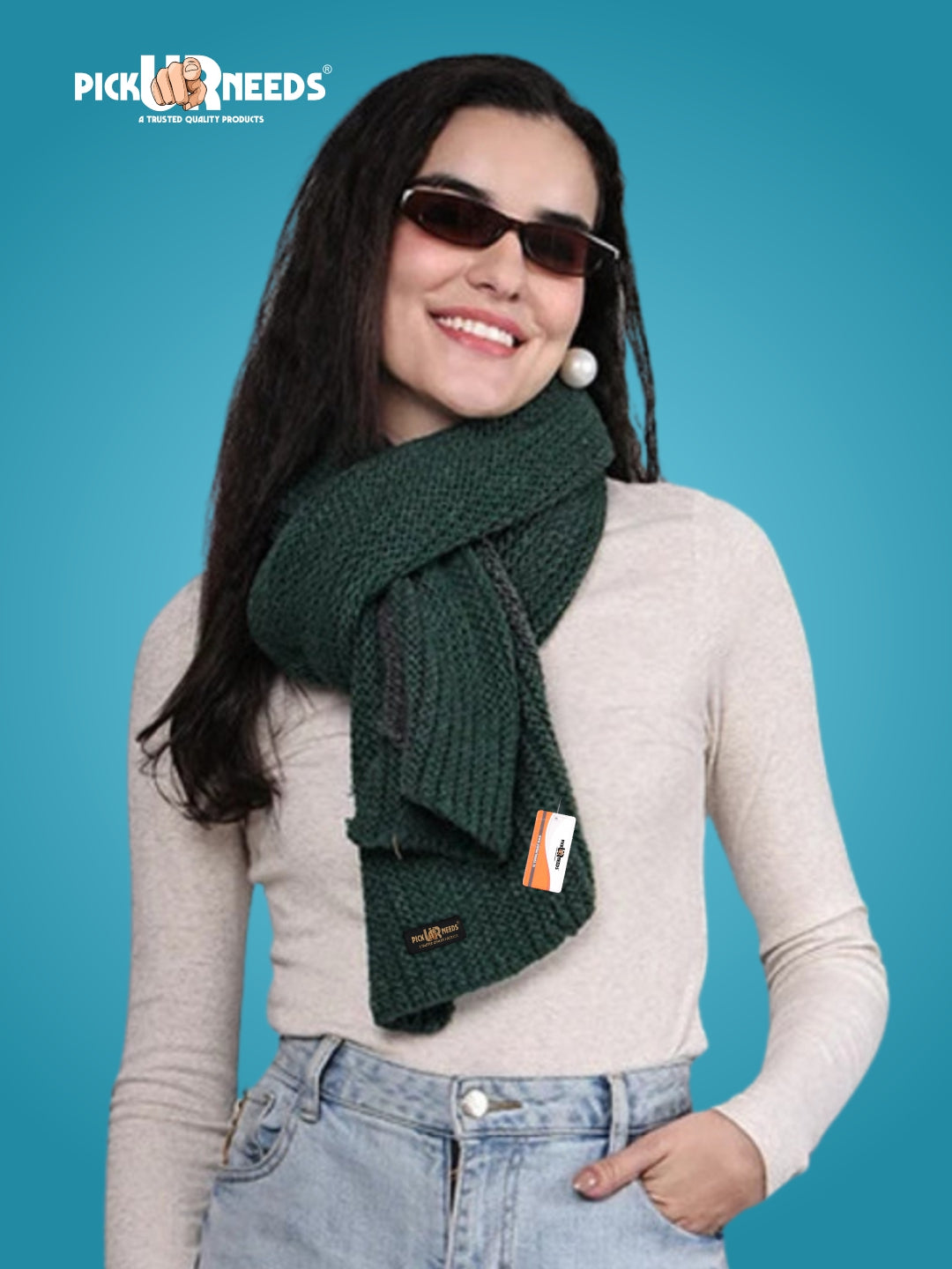 Pick Ur Needs Premium Knitted Winter Scarf for Women – Soft, Warm & Stylish Dual-Tone Muffler Stole