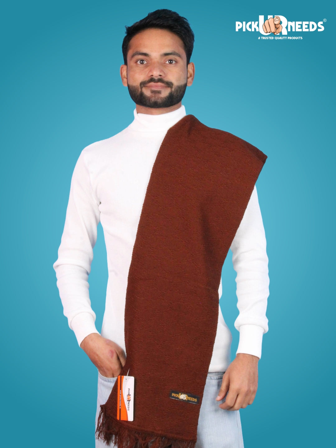 Pick Ur Needs Premium Soft Winter Muffler for Men Lightweight Warm Woolen Scarf Stylish Neck Muffler for Outdoor & Casual Use