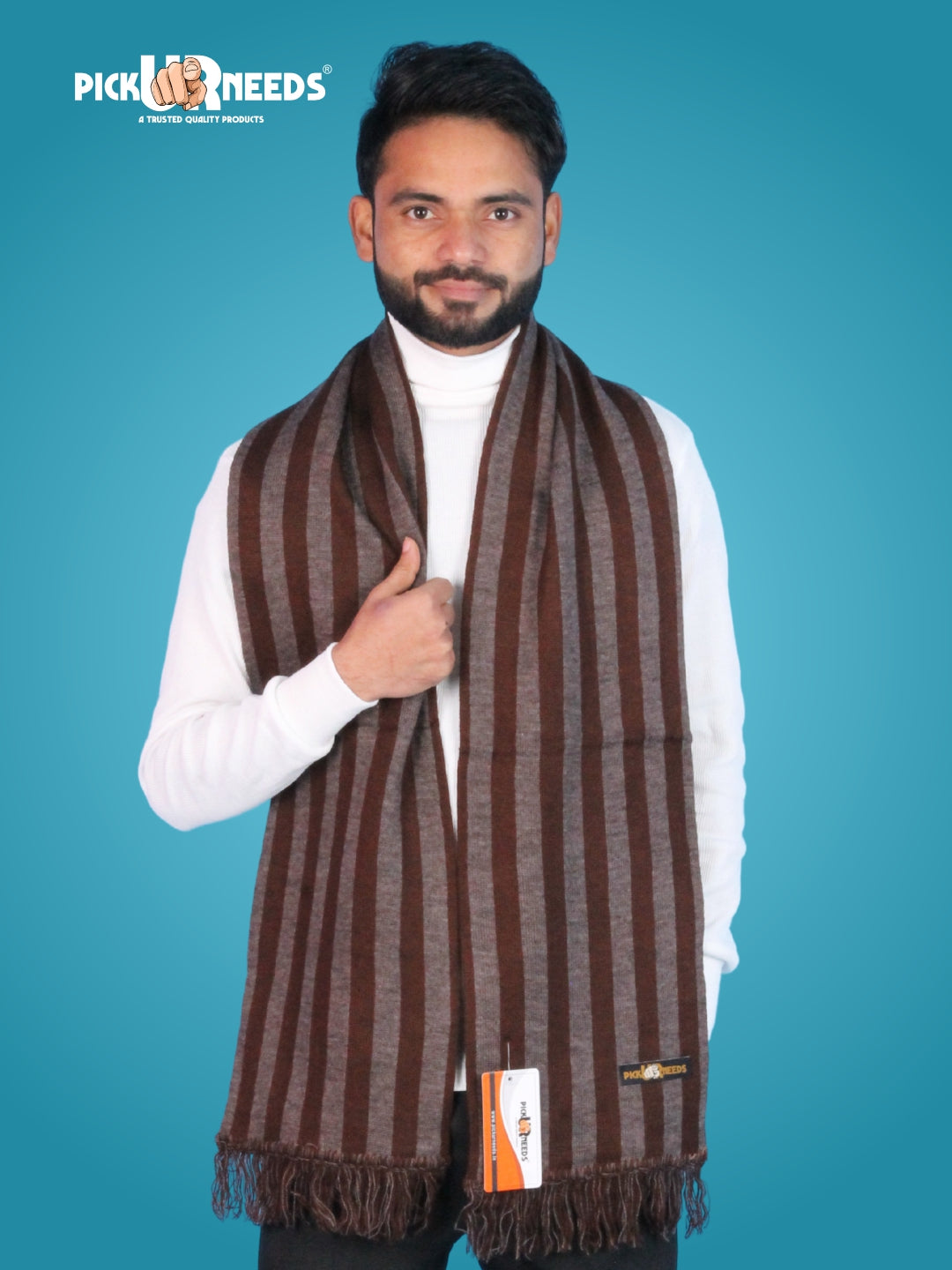 Pick Ur Needs Premium Soft Winter Muffler for Men Stylish Striped Woolen Scarf Warm & Comfortable