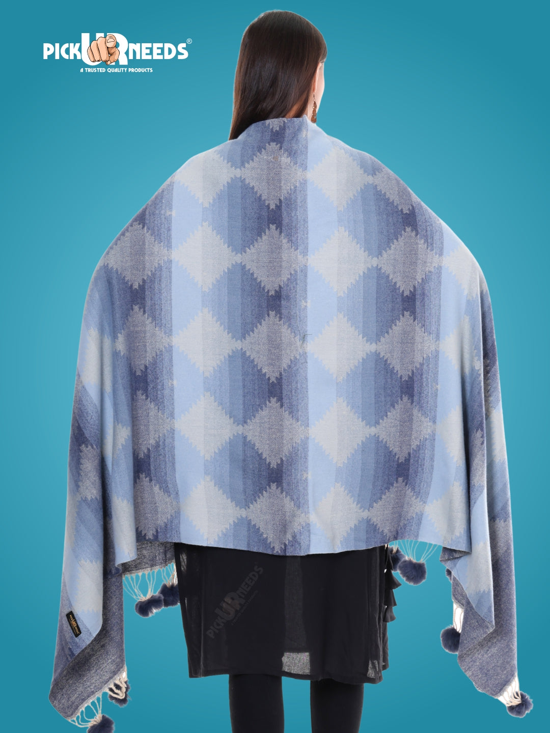 Pick Ur Needs Women’s Soft Woolen Shawl Premium Warm & Breathable Winter Stole  Elegant Striped Design with Tassels