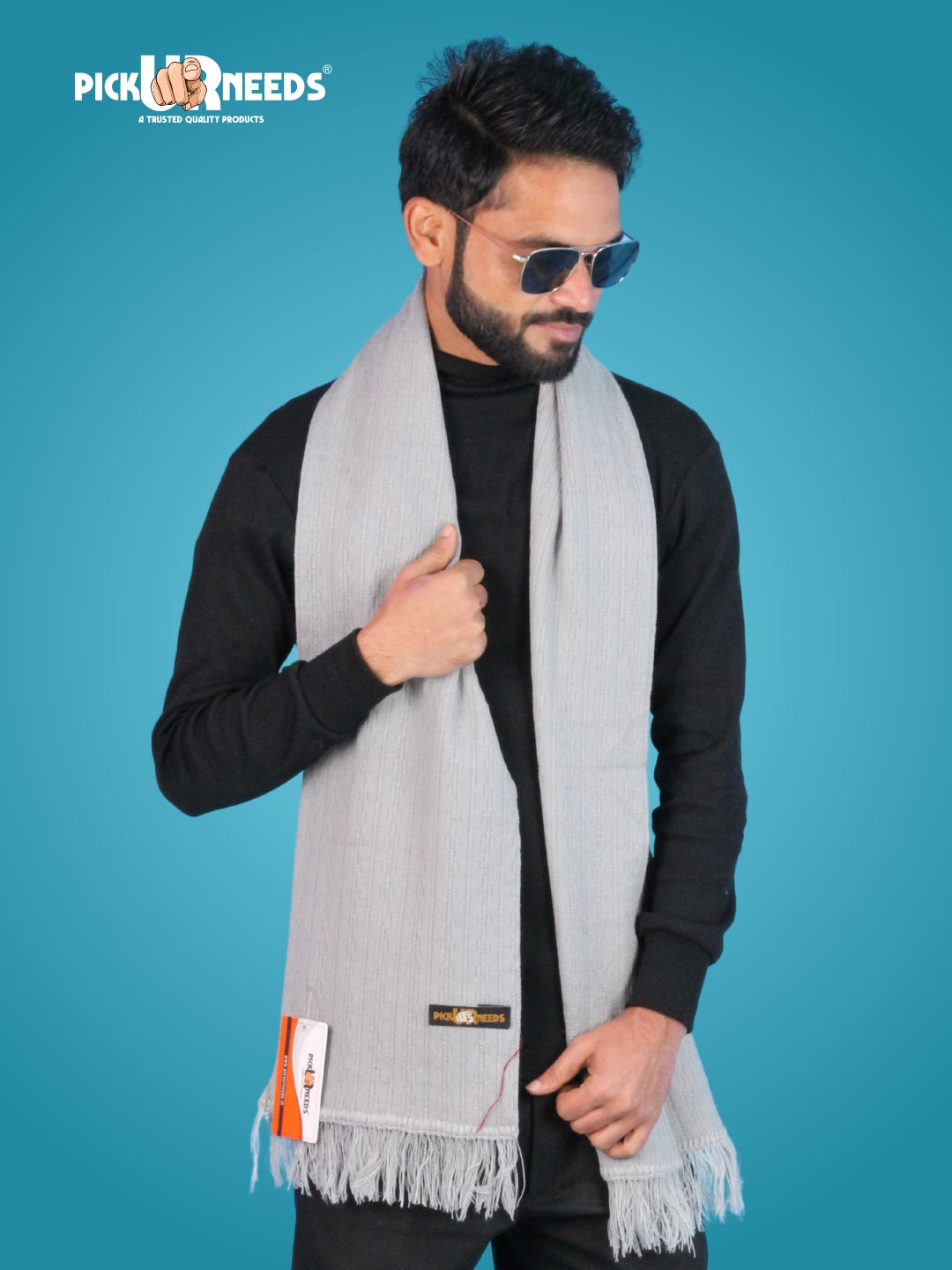 Pick Ur Needs Men’s Winter Woolen Muffler Soft & Warm Knitted Scarf with Fringes Premium Warm Mufflers
