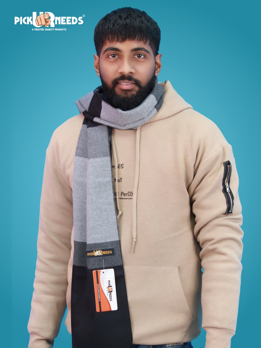 Pick Ur Needs Wool Blend Muffler for Men Soft Winter Scarf with Elegant Checks All-Day Comfort