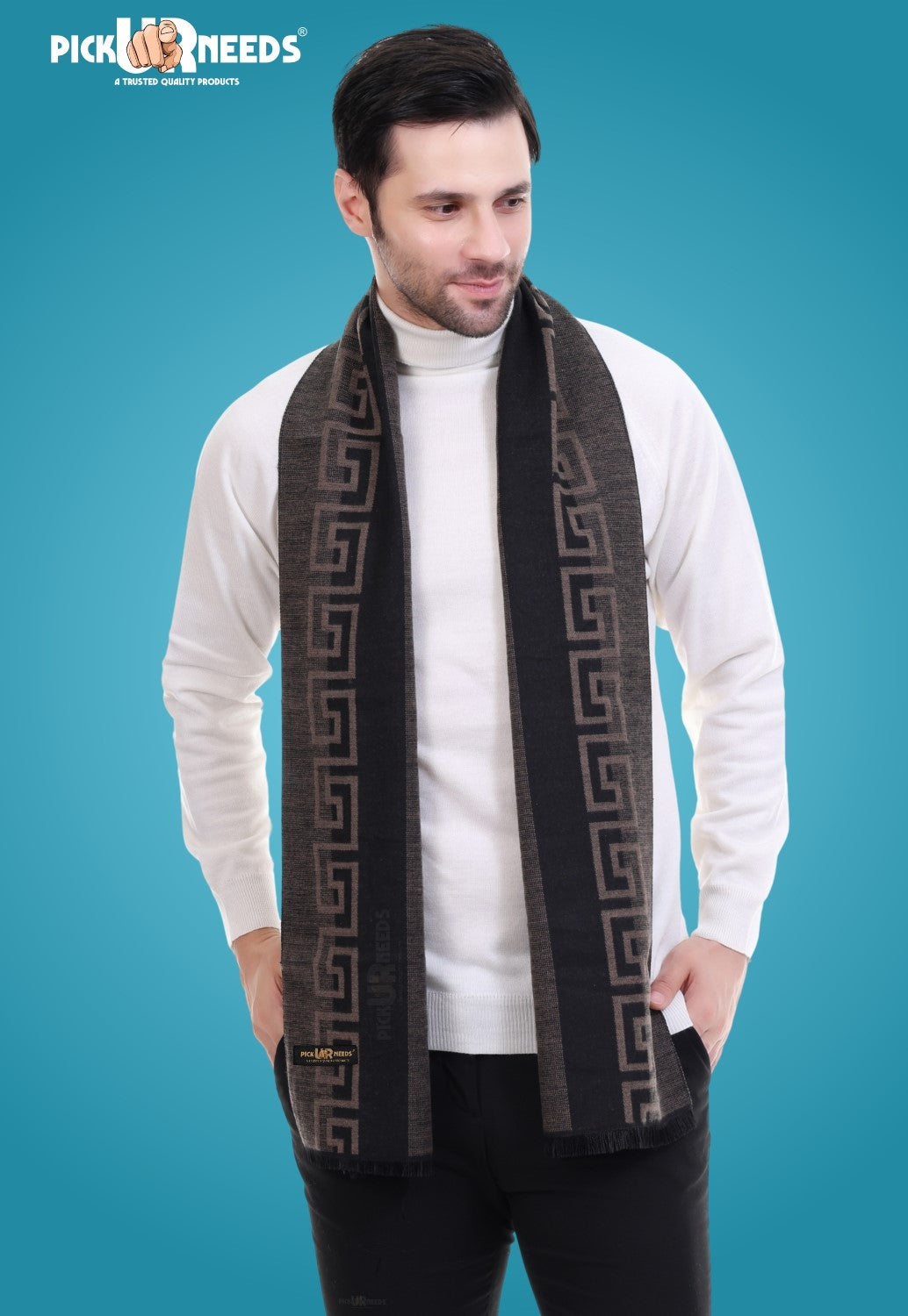 Pick Ur Needs Men's Muffler Check Desgin Premium Woolen Blend Fabric Stylish Look Muffler For Men