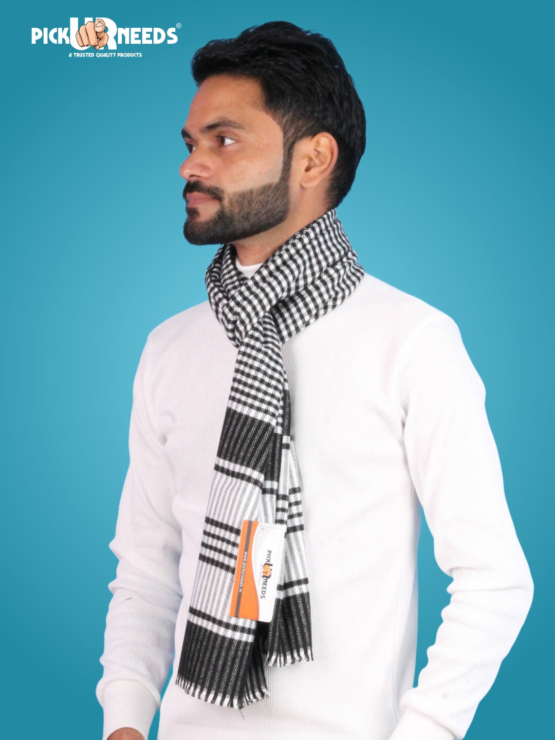 Pick Ur Needs Premium Winter Muffler for Men Soft Wool-Blend Checked Scarf Warm, Lightweight & Stylish Muffler for Office, Casual & Outdoor Wear