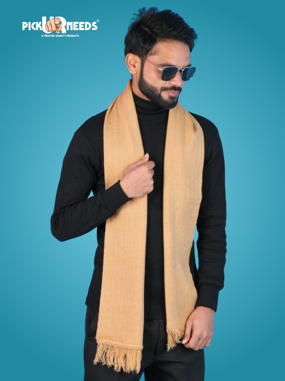 Pick Ur Needs Men’s Winter Woolen Muffler Soft & Warm Knitted Scarf with Fringes Premium Warm Mufflers