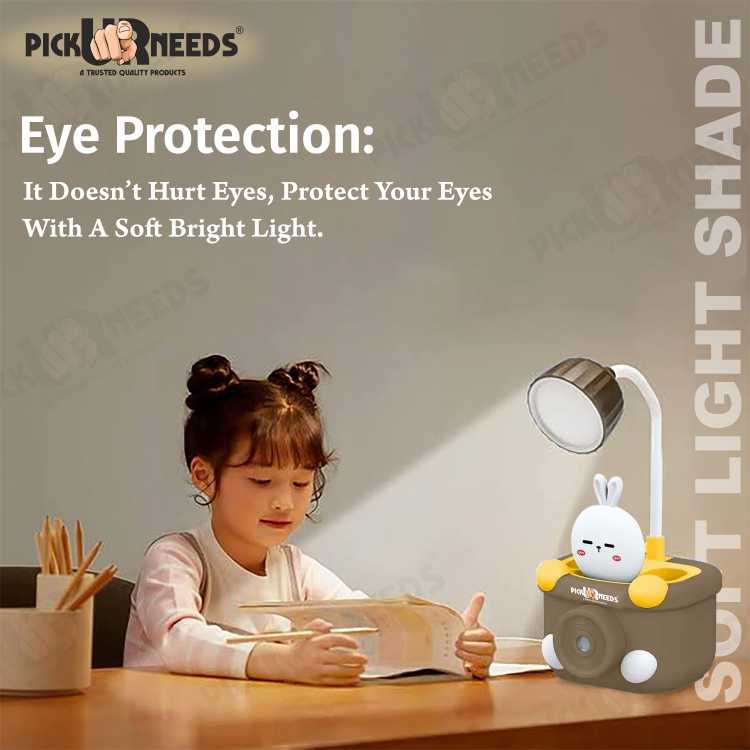 Pick Ur Needs Multi-Functional Study Lamp Desk Lamp with Sharpener and Pen Holder Study Lamp  (20 cm, Brown)