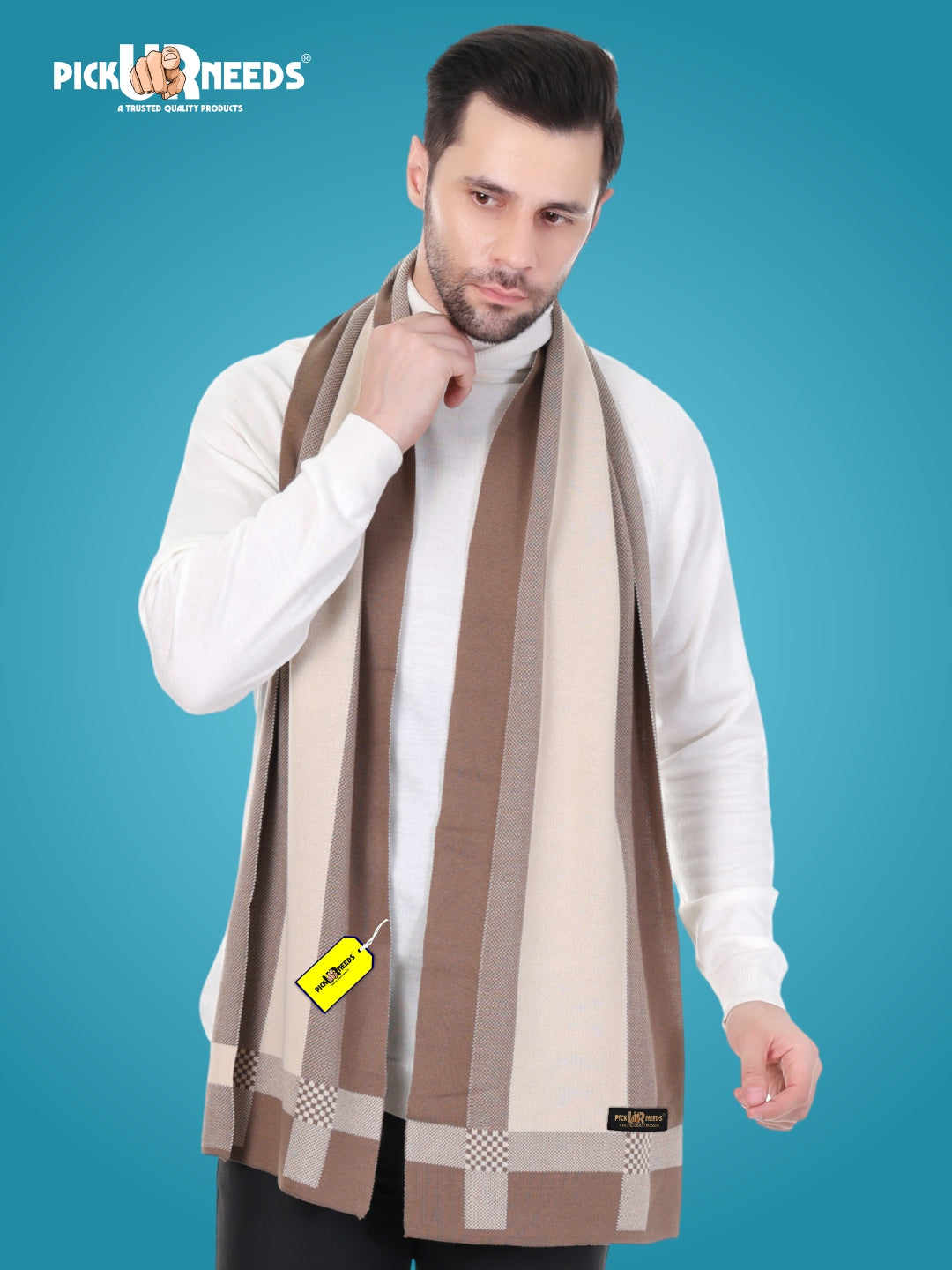 Pick Ur Needs Men’s Premium Winter Wool Muffler – Soft & Warm Knitted Scarf for Casual, Office & Travel Stylish Stripe Design