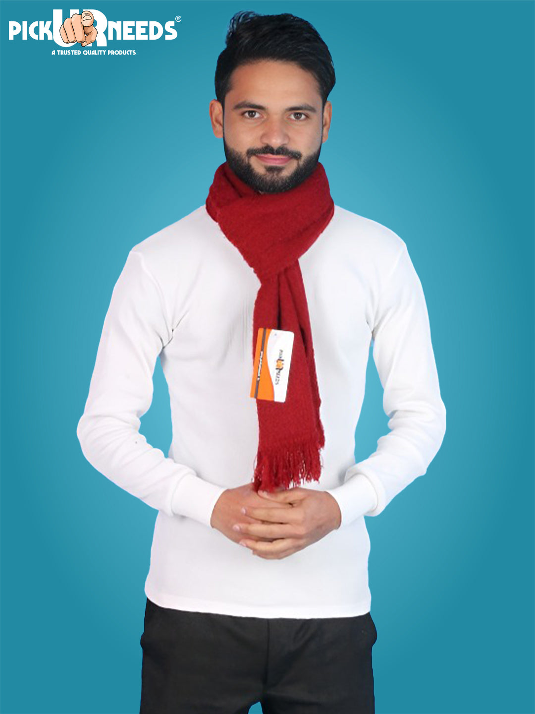 Pick Ur Needs Premium Winter Knit Muffler for Men Soft Woolen Neck Scarf with Stylish Pattern Warm & Comfortable Winter Wear for Outdoor & Casual Use