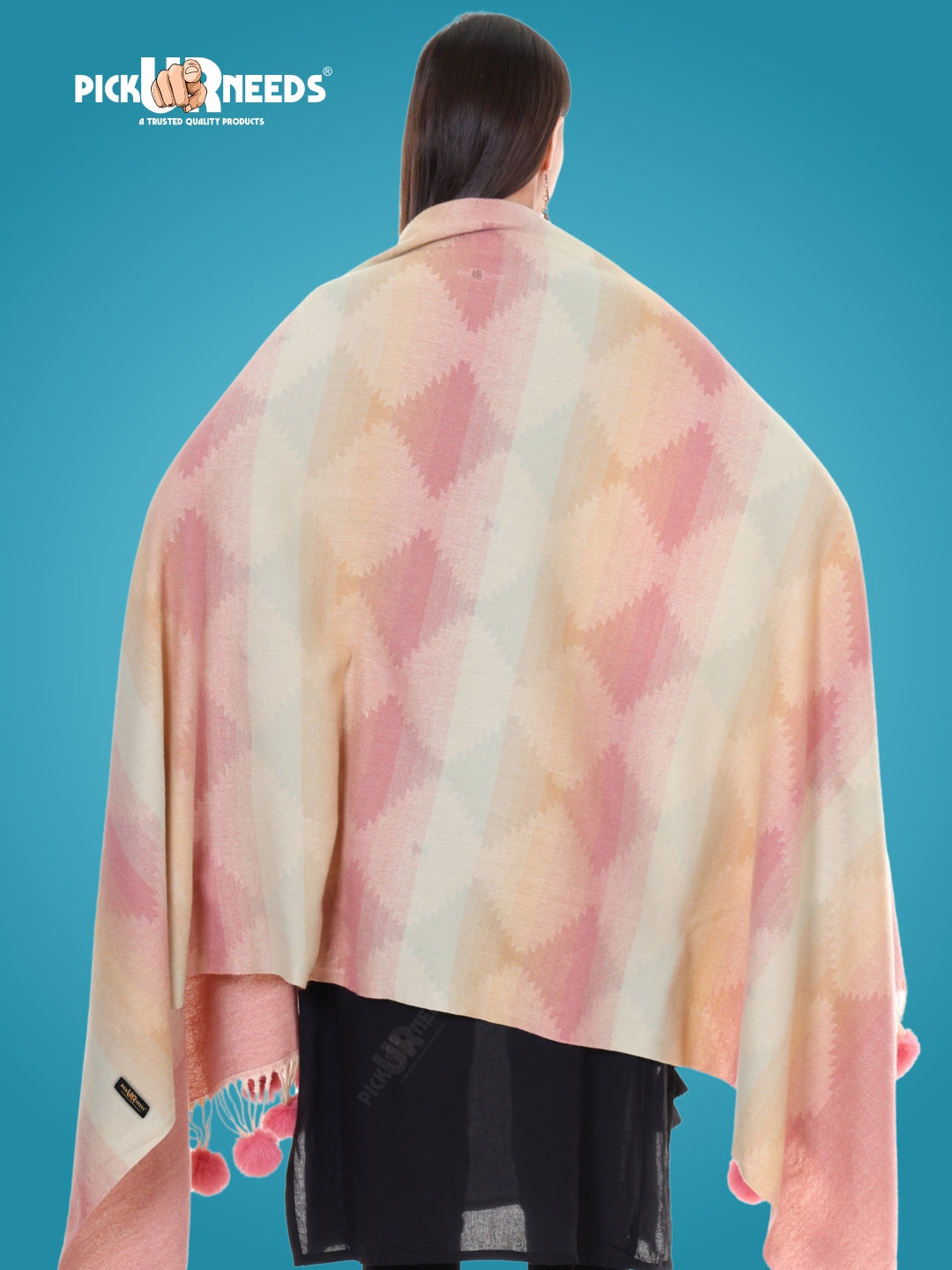 Pick Ur Needs Women’s Soft Woolen Shawl Premium Warm & Breathable Winter Stole  Elegant Striped Design with Tassels