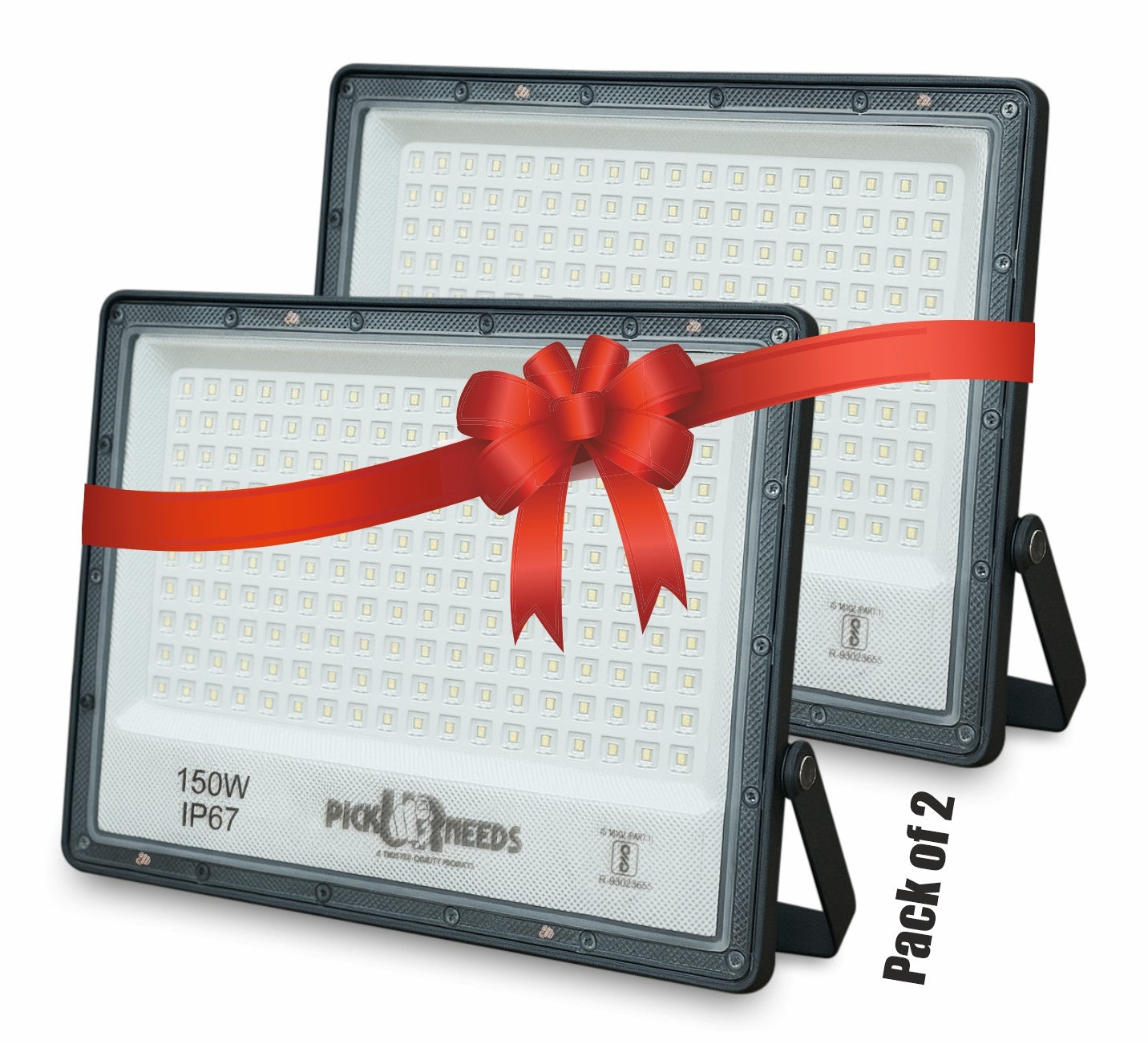 Pick Ur Needs 150W Lens Flood Light With Extension Bracket 180 Bright SMD LED IP67 Waterproof 0 hrs Flood Lamp Emergency Light  (White) Pack of 2