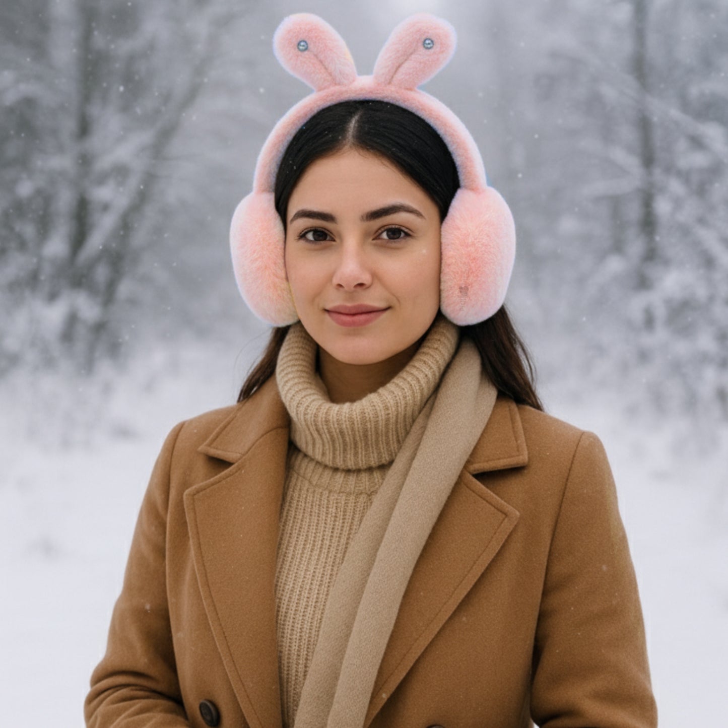 Pick Ur Needs Plush Earmuffs for Women & Girls with Stone Detail – Foldable Ultra-Soft Ear Warmers, Lightweight Winter Ear Muffs, Warm & Comfortable Cold Weather Accessory