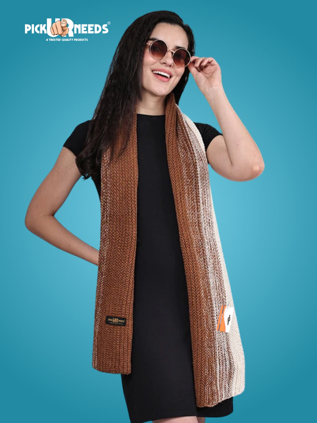 Pick Ur Needs Premium Knitted Winter Scarf for Women – Soft, Warm & Stylish Dual-Tone Muffler Stole