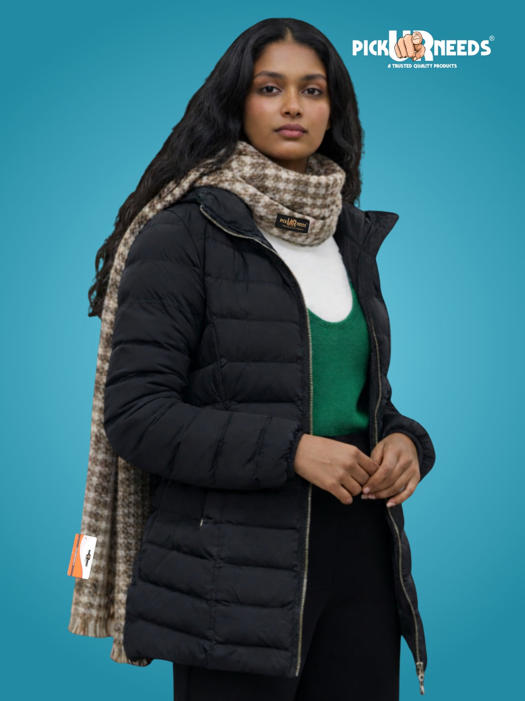 Pick Ur Needs Cashmere Premium Checkered Scarf for Women Soft Winter Muffler with Fringe