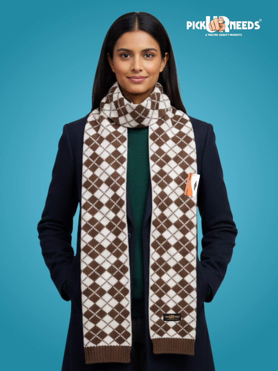 Pick Ur Needs Classic Checkered Woolen Scarf for Winter Warm Muffler Soft, Cozy & Stylish Cold Weather Wrap For Women