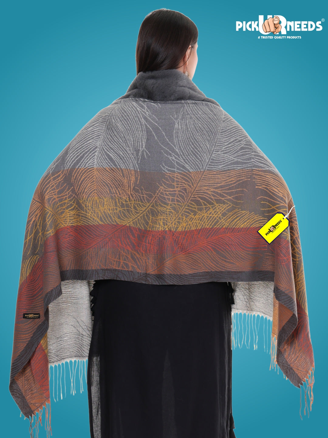 Pick Ur Needs Women’s Winter Shawl  Soft Woolen Stole with Faux Fur Collar  Elegant Poncho Shrug Wrap for Winter Warm Designer Scarf for Ladies